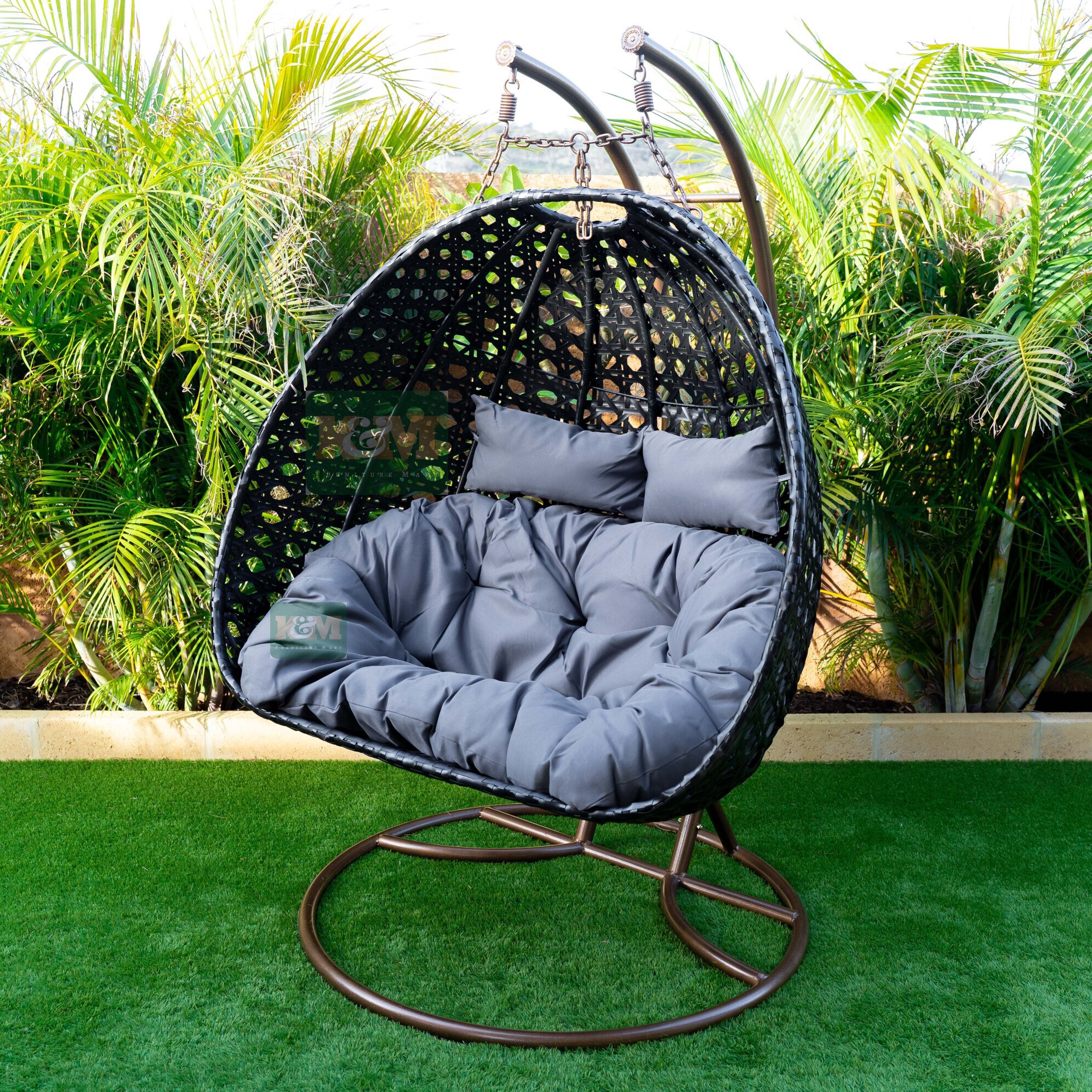 Km 507 D Two Seater Black Egg Chair K M Furniture Mart