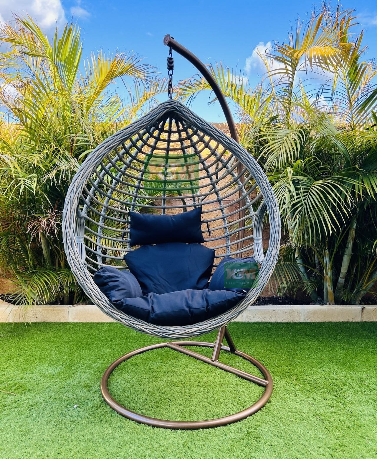 Egg Chair Grey Single Seater KM 347 K&M FURNITURE MART